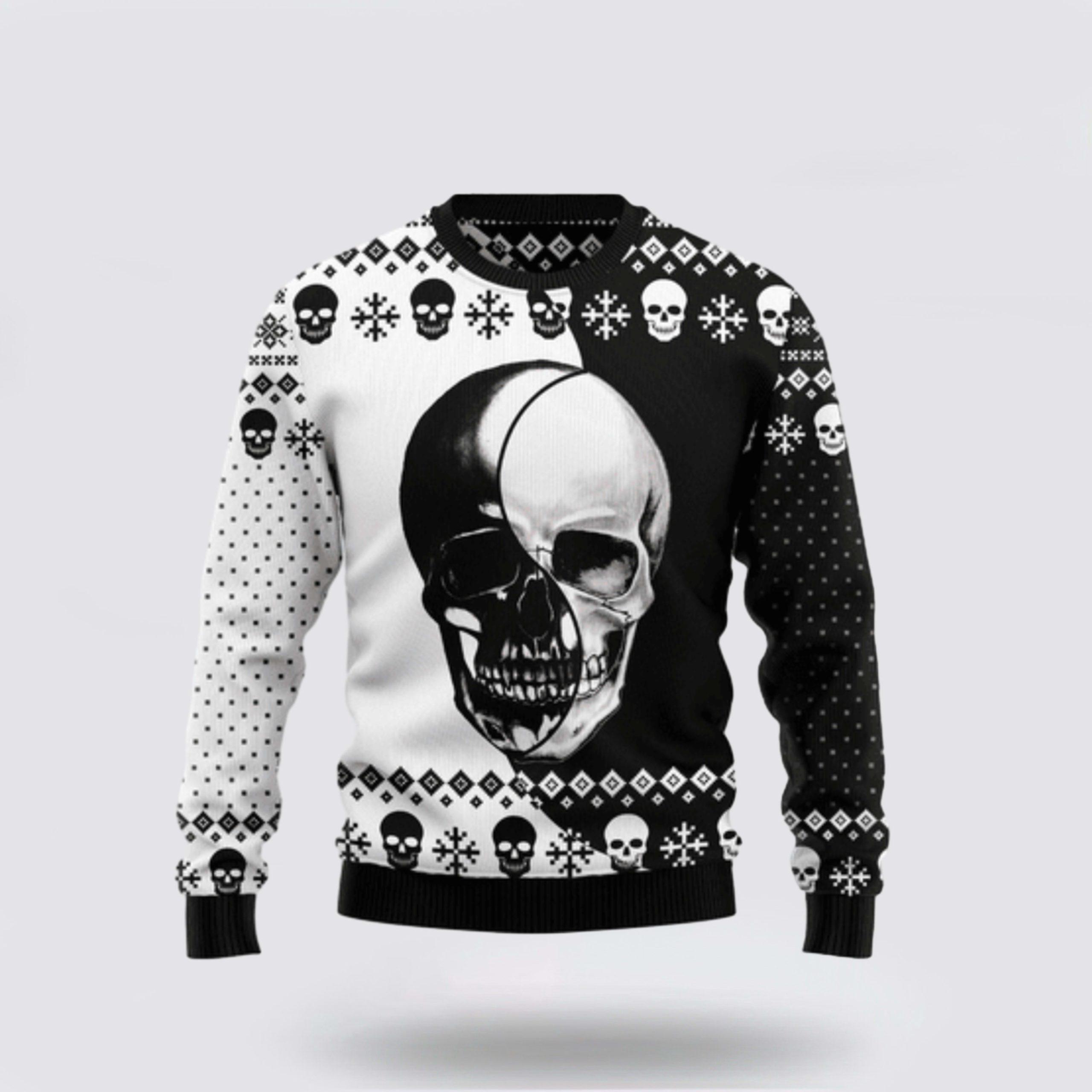 Citybarks Ugly Christmas Sweater Skull Yinyang – Christmas Gifts For Frends