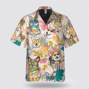 Corgi Dog With Yellow Beer Tropic Pattern&hellip;