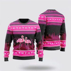 Couple Flamingo Breast Cancer Ugly Christmas Sweater&hellip;