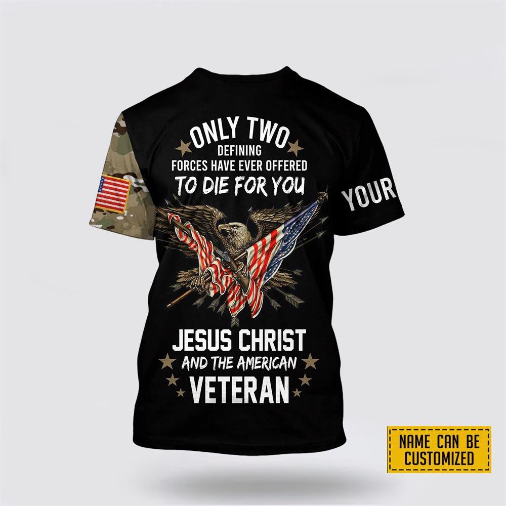 Custom Name American Veteran Jesus All Over Print 3D T Shirt – Gifts For Christians