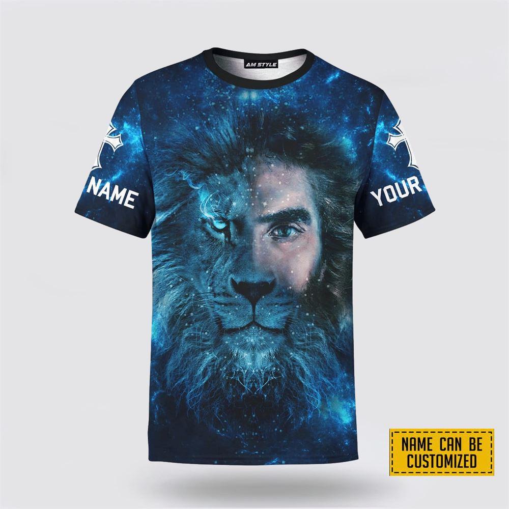 Custom Name Dad Christian Man Of God My Hero Jesus Family Faith Blue All Over Print 3D T Shirt – Gifts For Christians