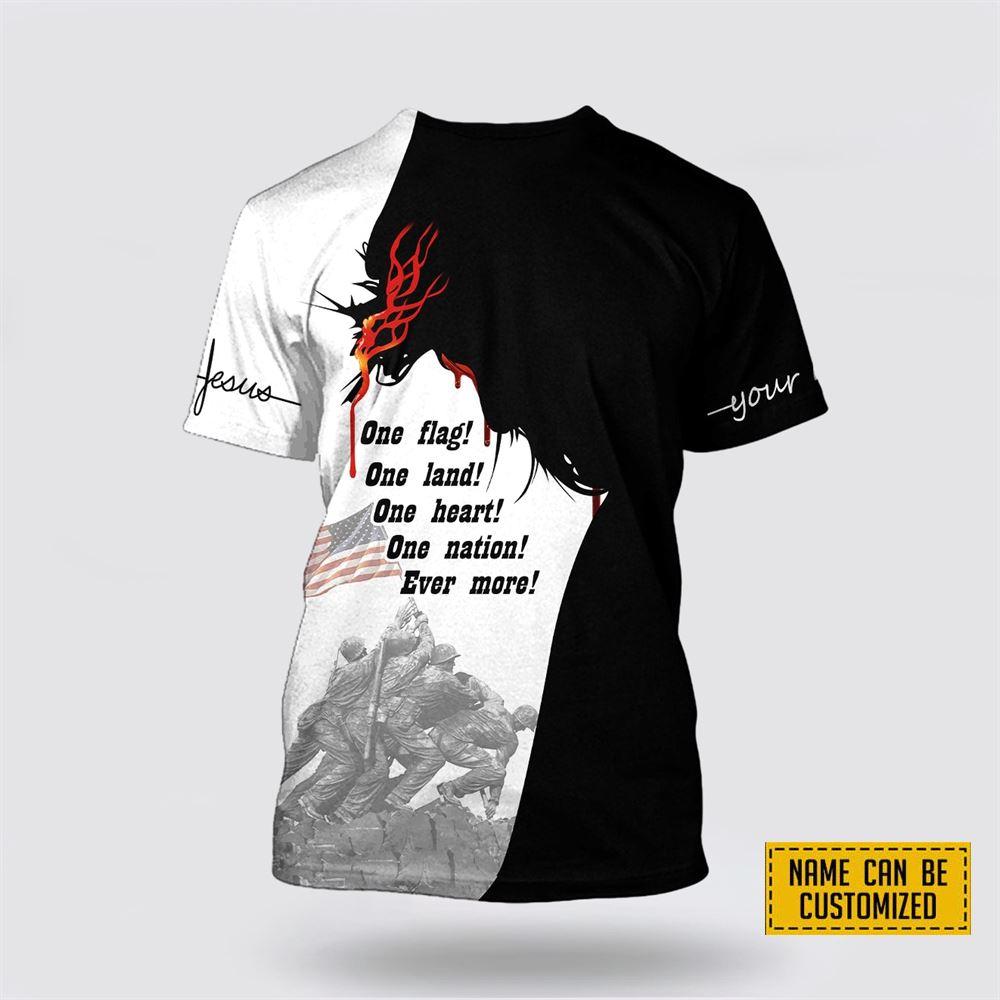 Custom Name God Bless America One Flag One Land One Heart All Over Print 3D T Shirt – Gifts For Christians