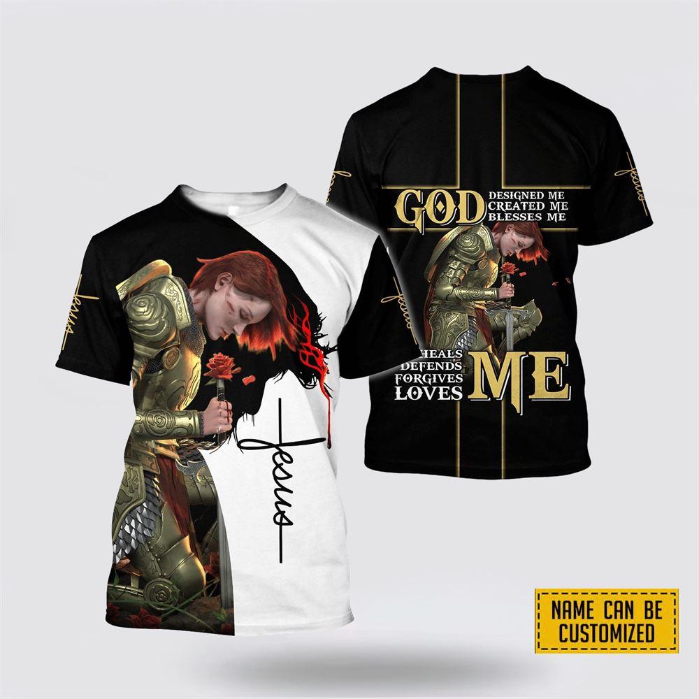 Custom Name God Designed Me Jesus All Over Print 3D T Shirt – Gifts For Christians