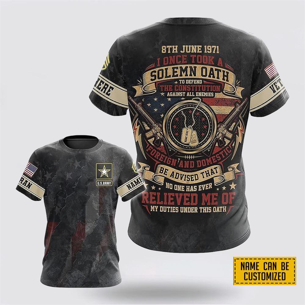 Custom Name Rank US Army 8th June 1971 All Over Print 3D T Shirt – Gift For Military Personnel Custom Name Rank US Army 8th June 1971 All Over Print 3D T Shirt – Gift For Military Personnel