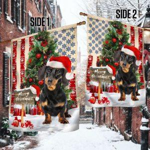 Dachshund Dog Christmas American Flag – Christmas Flag Outdoor Decoration