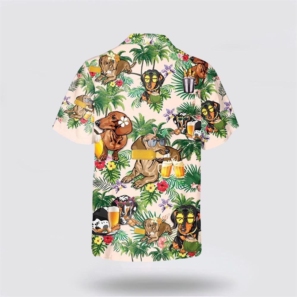 Dachshund Dog With Yellow Beer Tropic Pattern Hawaiian Shirt – Gift For Dog Lover