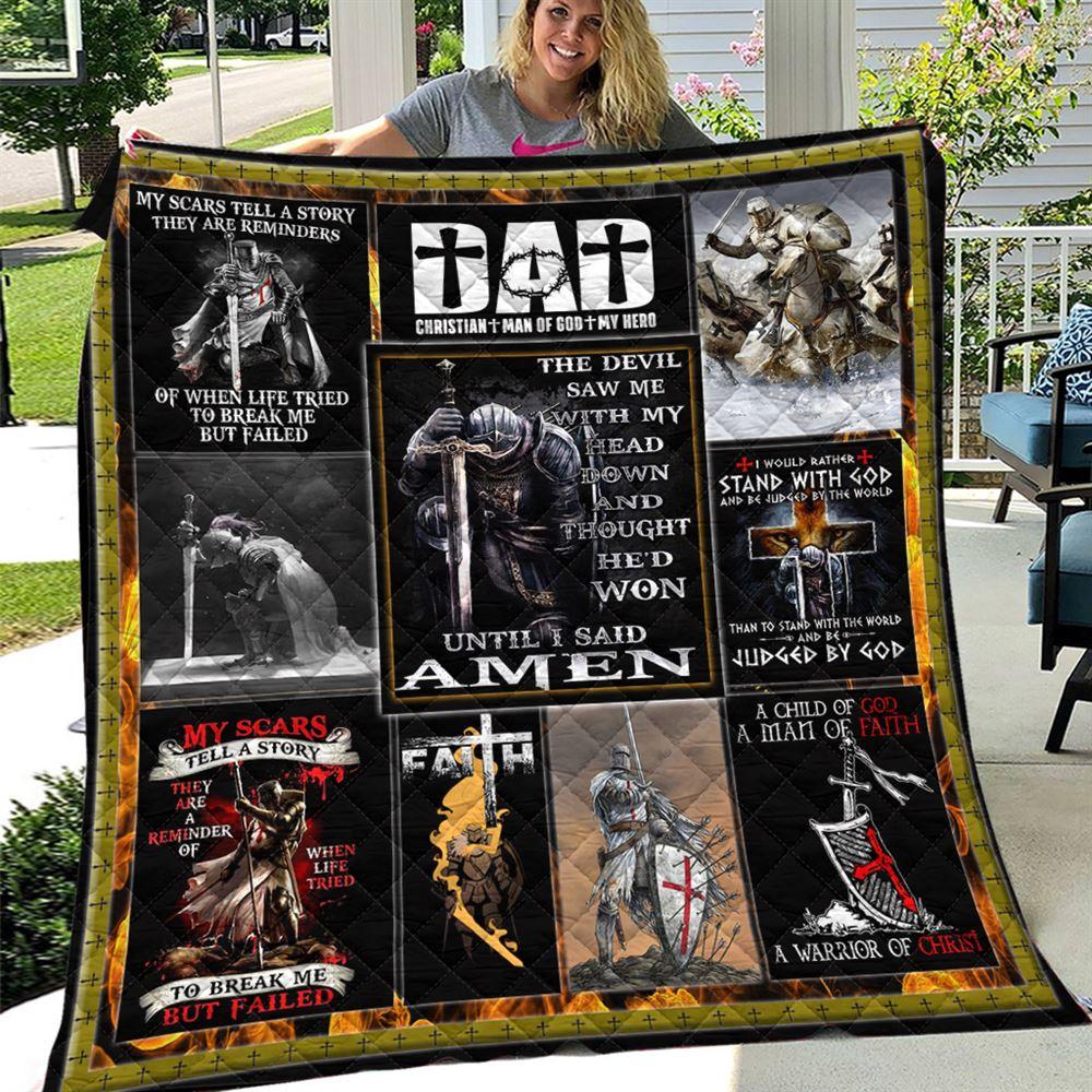 Dad Christian Man Of God My Hero Christian Quilt Blanket – Gifts For Christians
