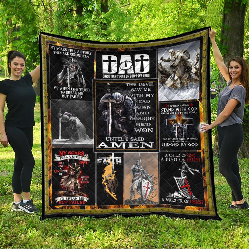 Dad Christian Man Of God My Hero Christian Quilt Blanket – Gifts For Christians