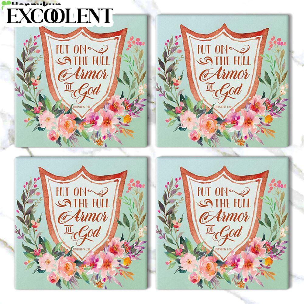 Ephesians 611 Put On The Full Armor Of God Stone Coasters – Coasters Gifts For Christian