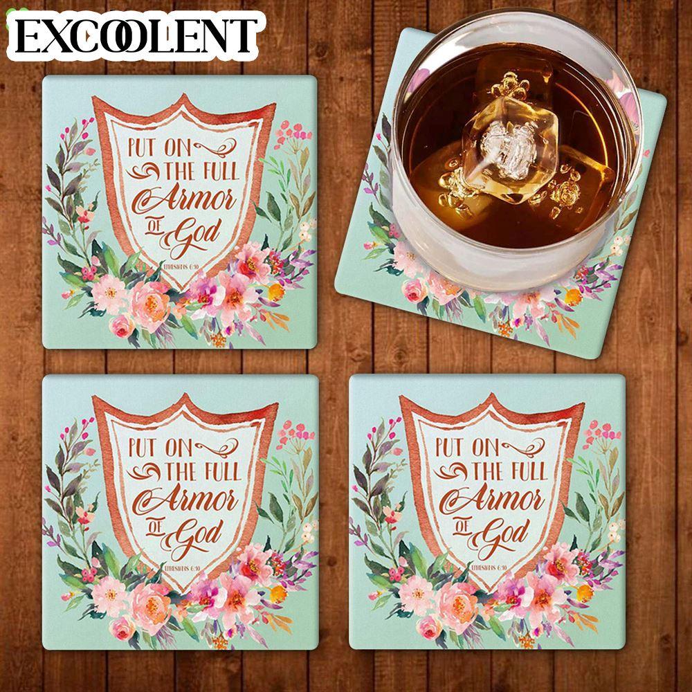 Ephesians 611 Put On The Full Armor Of God Stone Coasters – Coasters Gifts For Christian