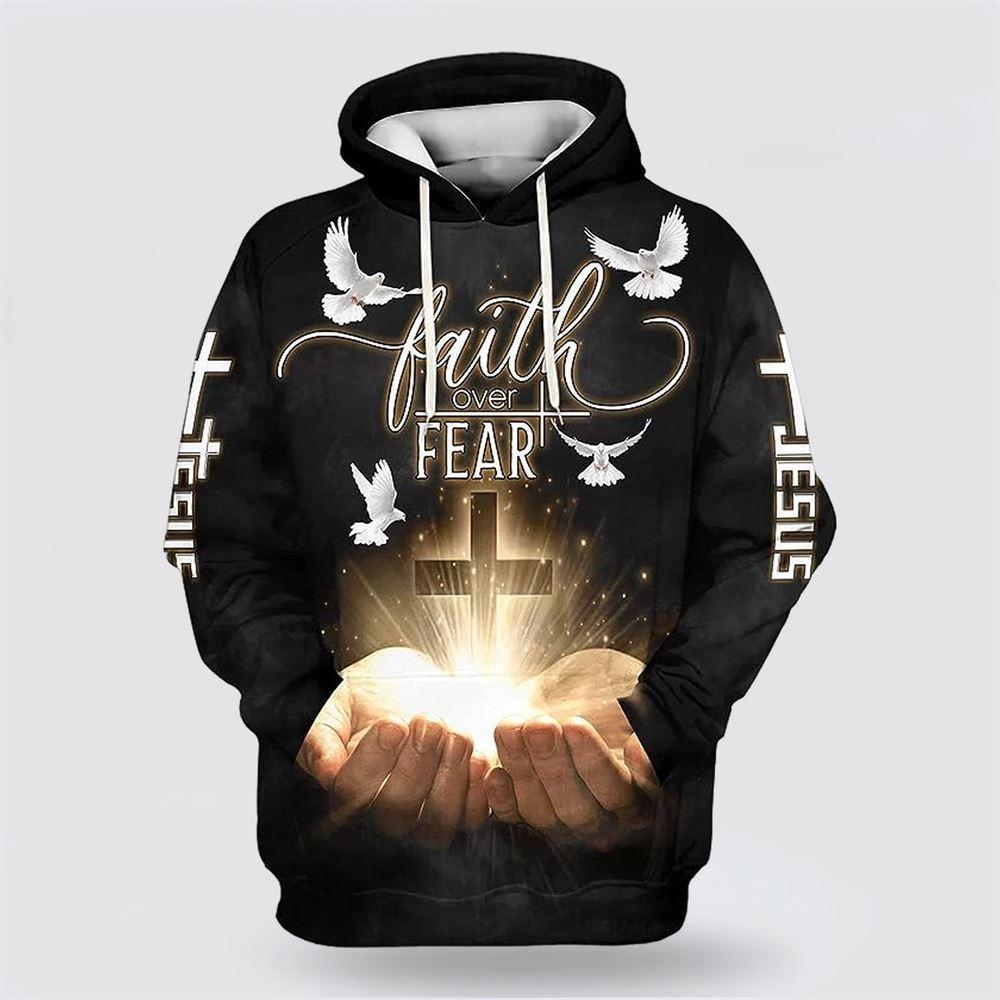 Faith Over Fear Jesus Hand All Over Print Hoodie – Gifts For Jesus Lovers