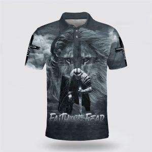 Faith Over Fear Lion Warrior Polo Shirt&hellip;