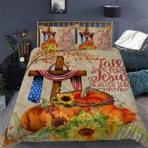 Fall for Jesus He Never Leaves Quilt Bedding Set Christian Gift For Believers 2 yslttk.jpg