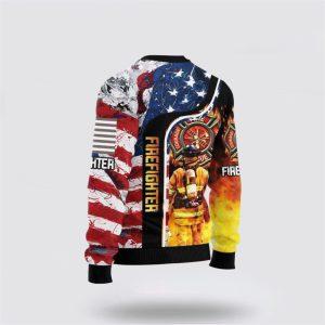 Firefighter USA Flag Ugly Christmas Sweater –&hellip;