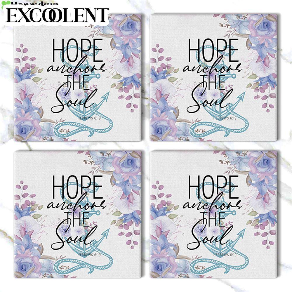 Flower Hebrews 619 Hope Anchors The Soul Stone Coasters – Coasters Gifts For Christian