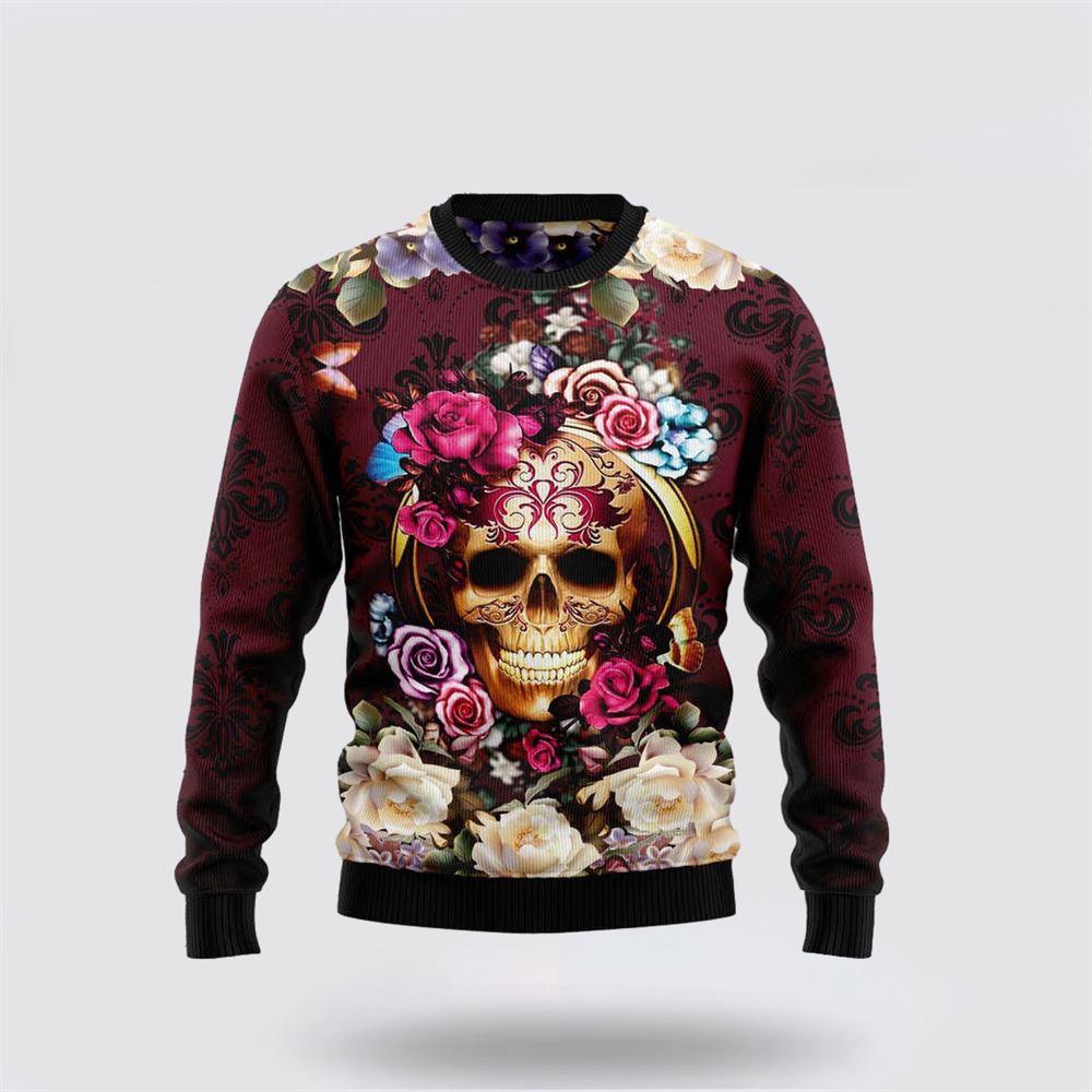 Flower Skull Ugly Christmas Sweater – Christmas Gifts For Frends