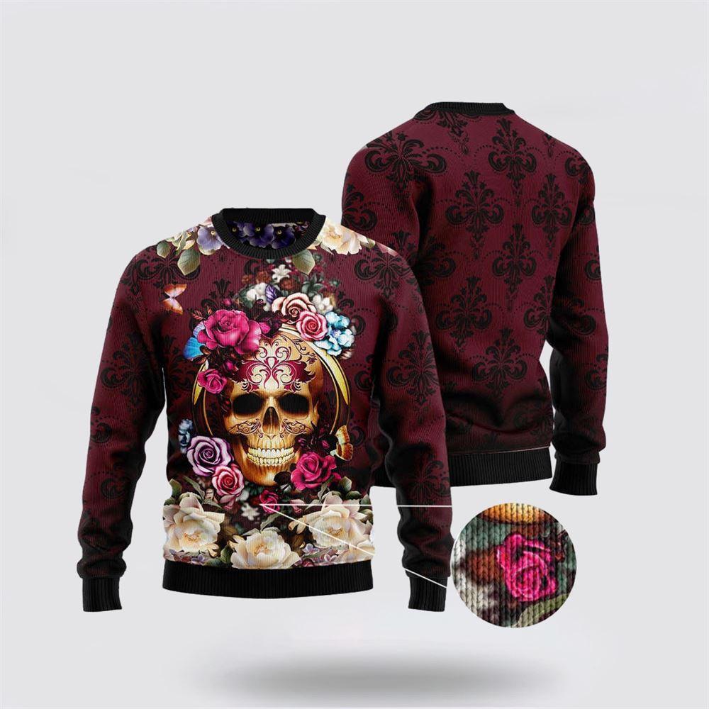 Flower Skull Ugly Christmas Sweater – Christmas Gifts For Frends