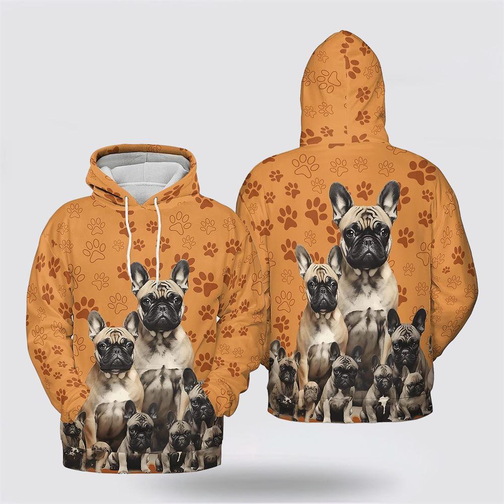 French Bulldog Family Pattern All Over Print Hoodie Shirt – Gift For Dog Lover