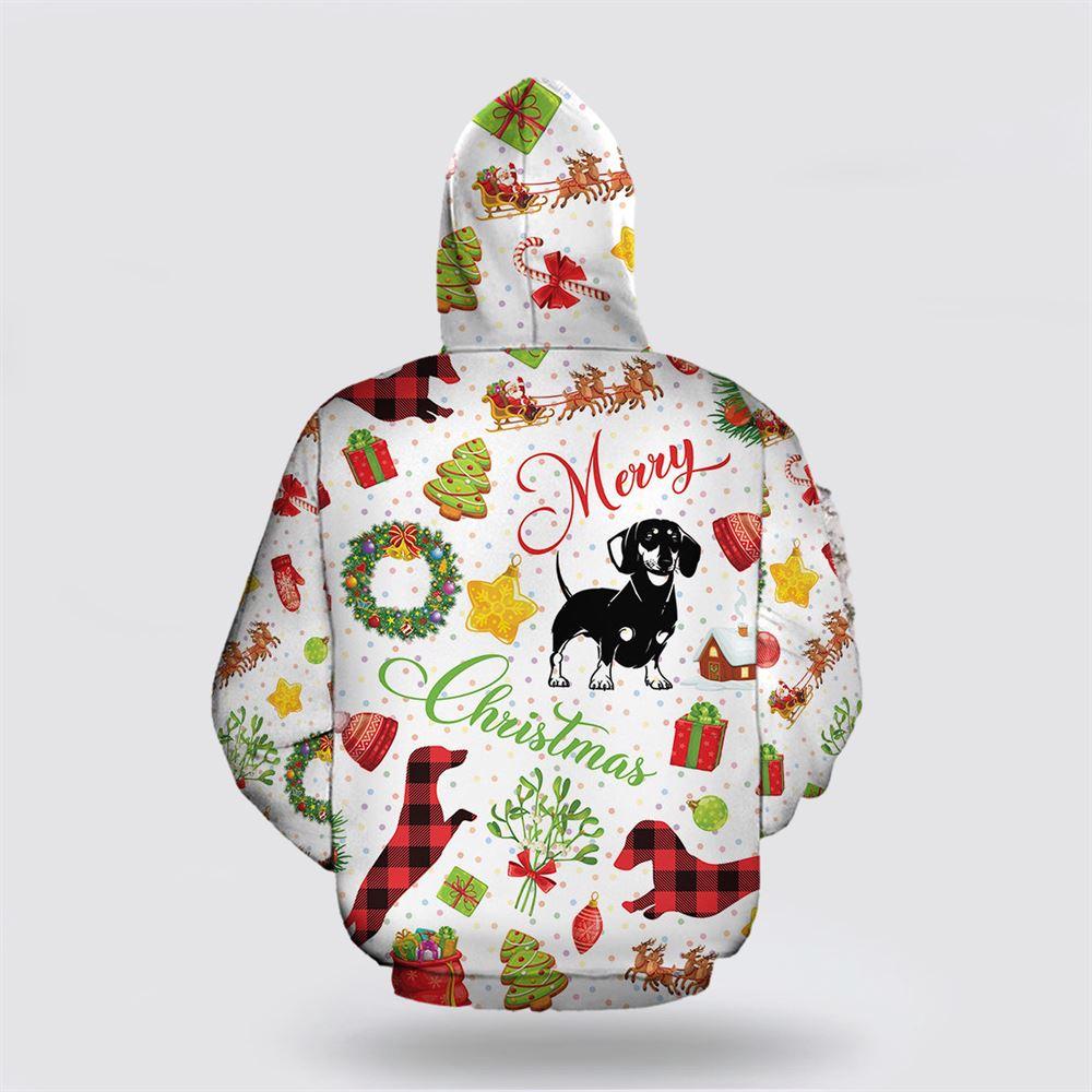 Funny Dachshund Christmas All Over Print 3D Hoodie – Pet Lover Christmas Hoodie