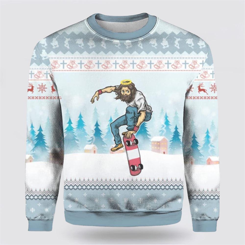 Funny Jesus Saves Hockey Ugly Christmas Sweater – Christmas Gifts For Christian