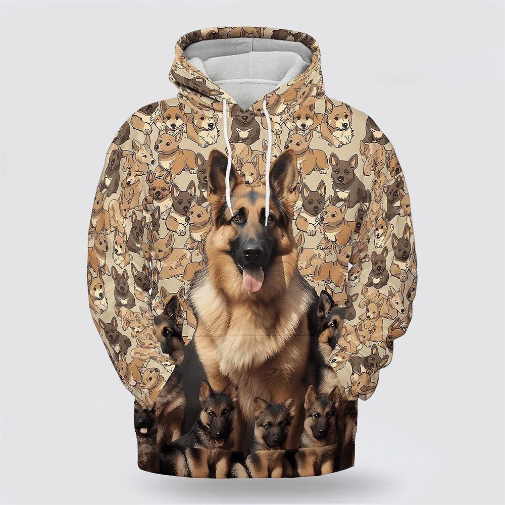 German Shepherd Dog Pattern All Over Print Hoodie Shirt – Gift For Dog Lover