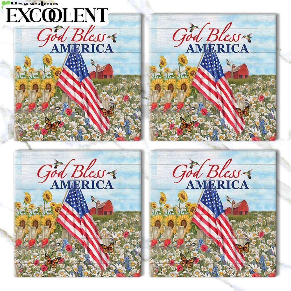 God Bless America Stone Coasters – Coasters Gifts For Christian