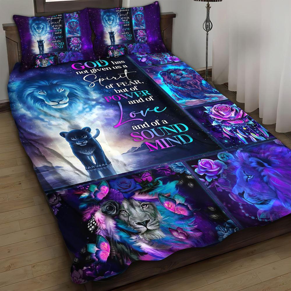 God Has Not Given Us a Spirit of Fear Christian Quilt Bedding Set – Christian Gift For Believers