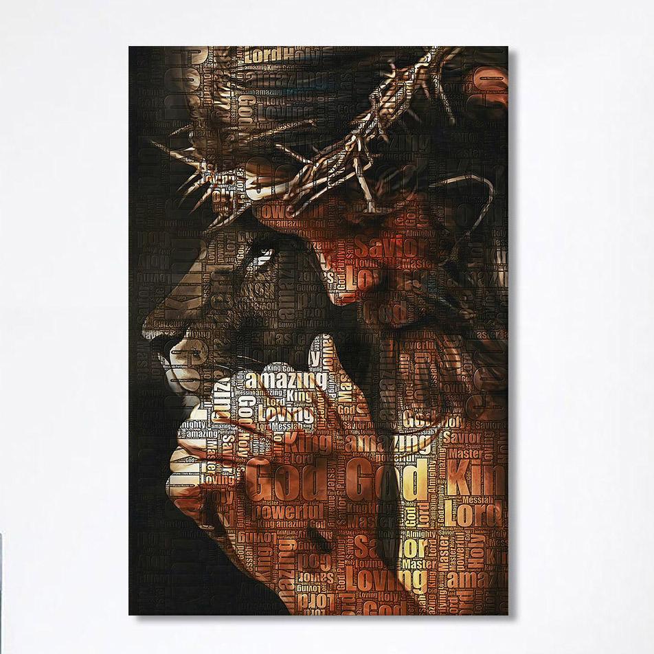 God King Loving Jesus & Lion Canvas Wall Art – Jesus Canvas Pictures – Christian Wall Art Canvas