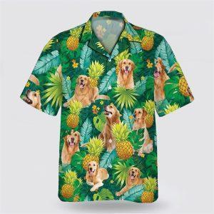 Golden Dog Leaves Green Tropic Pattern Hawaiian&hellip;