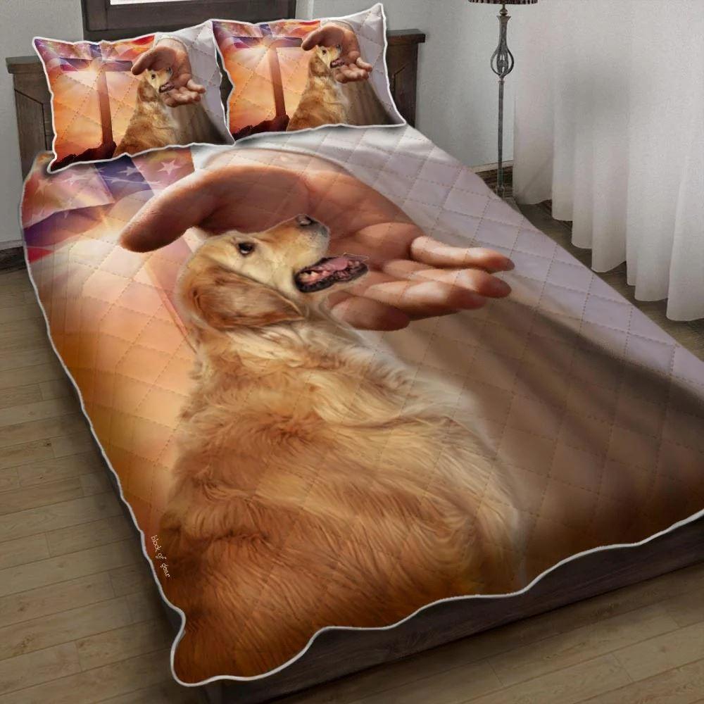 Golden Retriever With Jesus Quilt Bedding Set – Christian Gift For Believers Golden Retriever With Jesus Quilt Bedding Set – Christian Gift For Believers