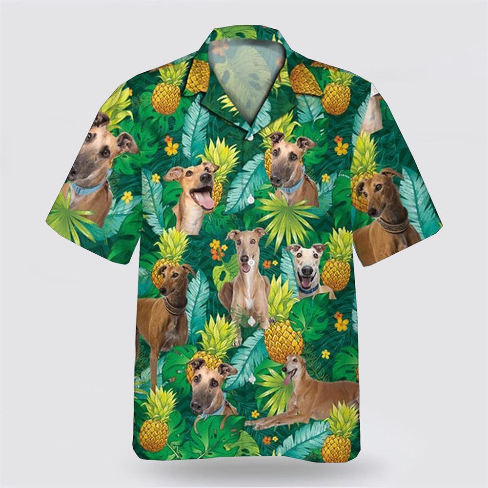 Greyhound Dog Leaves Green Pattern Hawaiian Shirt – Gift For Dog Lover