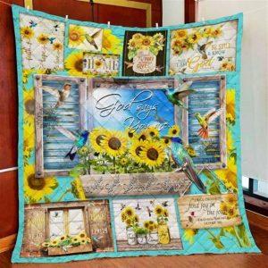 Hummingbirds God Says You Are Christian Quilt&hellip;