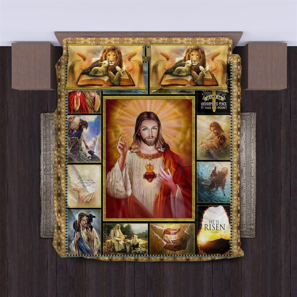 Is Like an Unsharpened Pencil, It Has No Point Christian Quilt Bedding Set – Christian Gift For Believers Is Like an Unsharpened Pencil, It Has No Point Christian Quilt Bedding Set – Christian Gift For Believers
