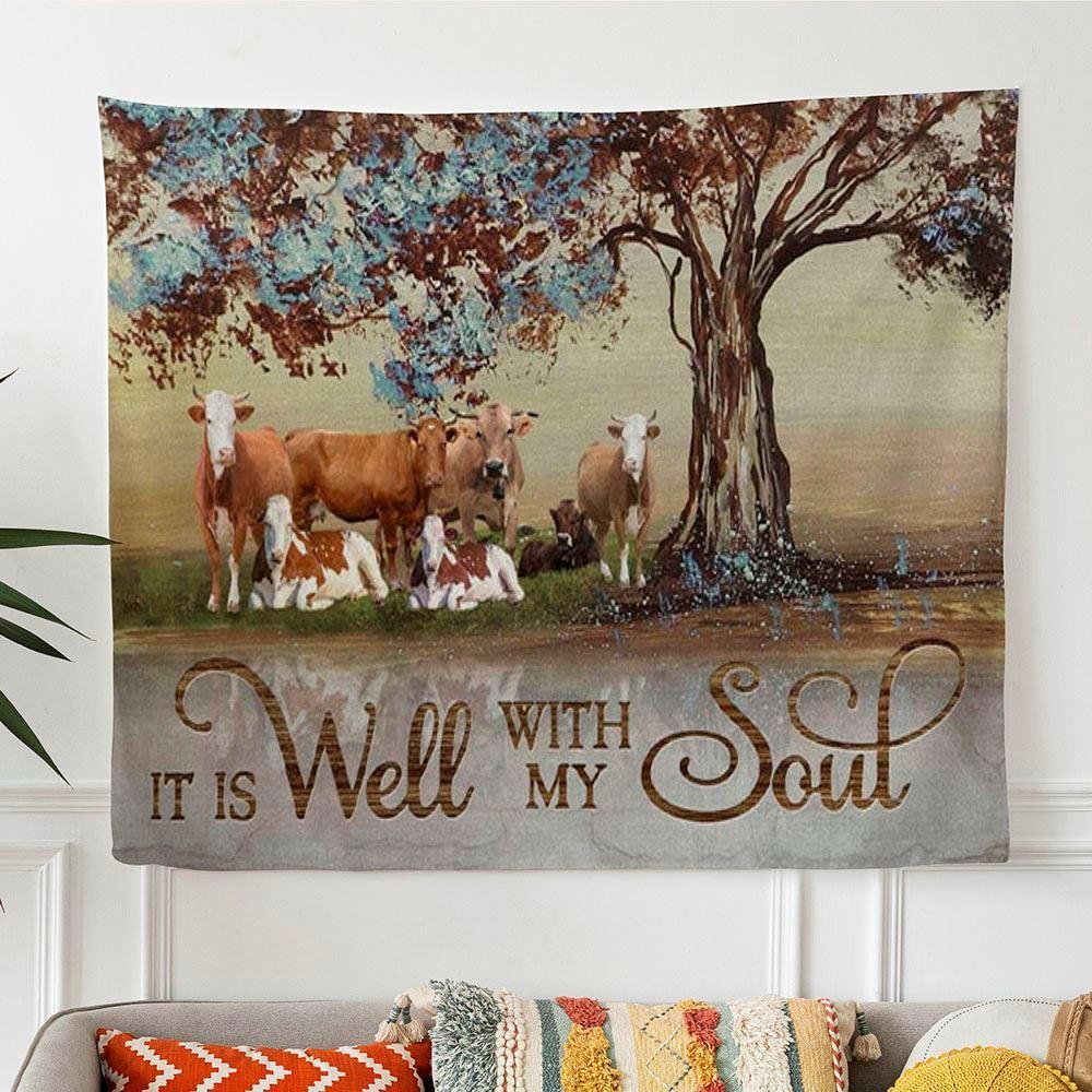 It Is Well With My Soul Farmhouse Style Tapestry Wall Art – Gifts For Christians