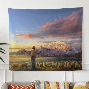 Jesus And The Sheep Tapestry Wall Art&hellip;