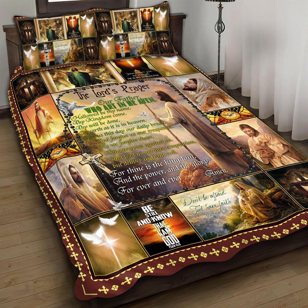Jesus Be Still and Know That I Am God Quilt Bedding Set – Christian Gift For Believers