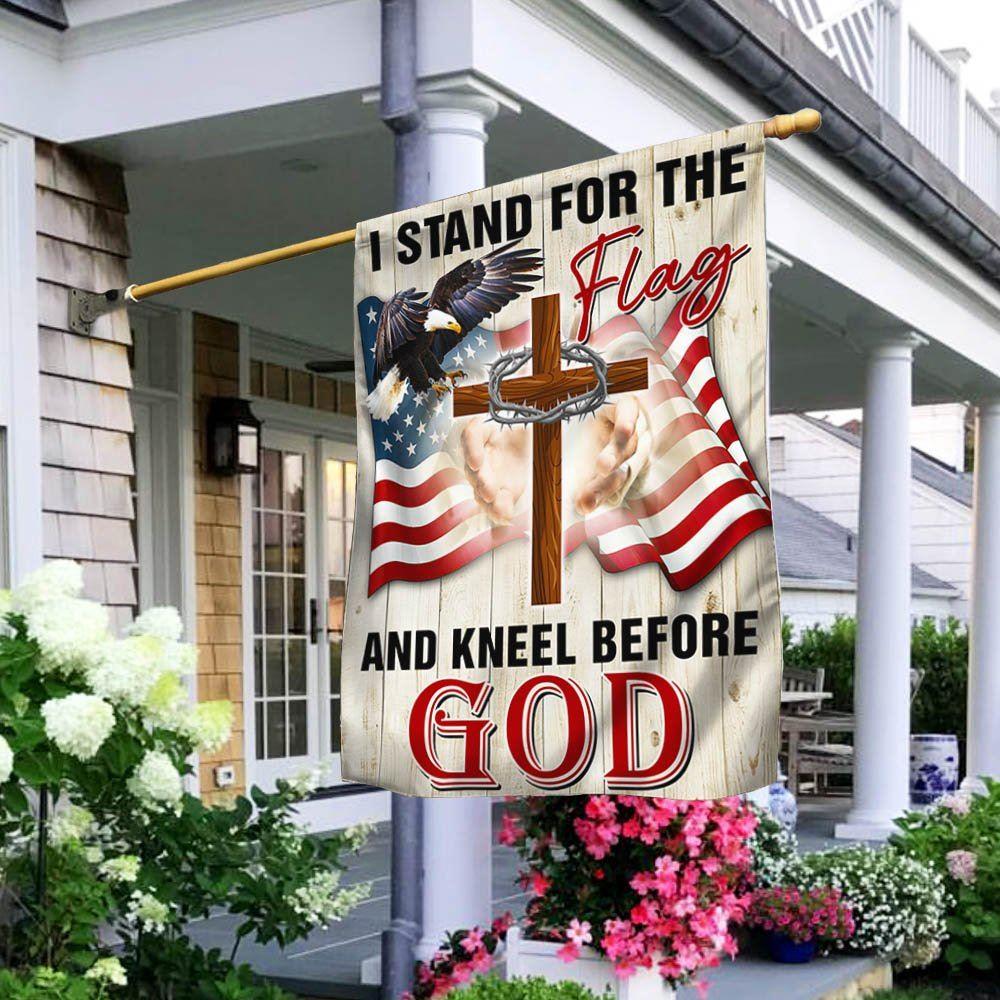 Jesus Christ American Flag I Stand For The Flag and Kneel Before God Flag – Christian Flag Outdoor Decoration