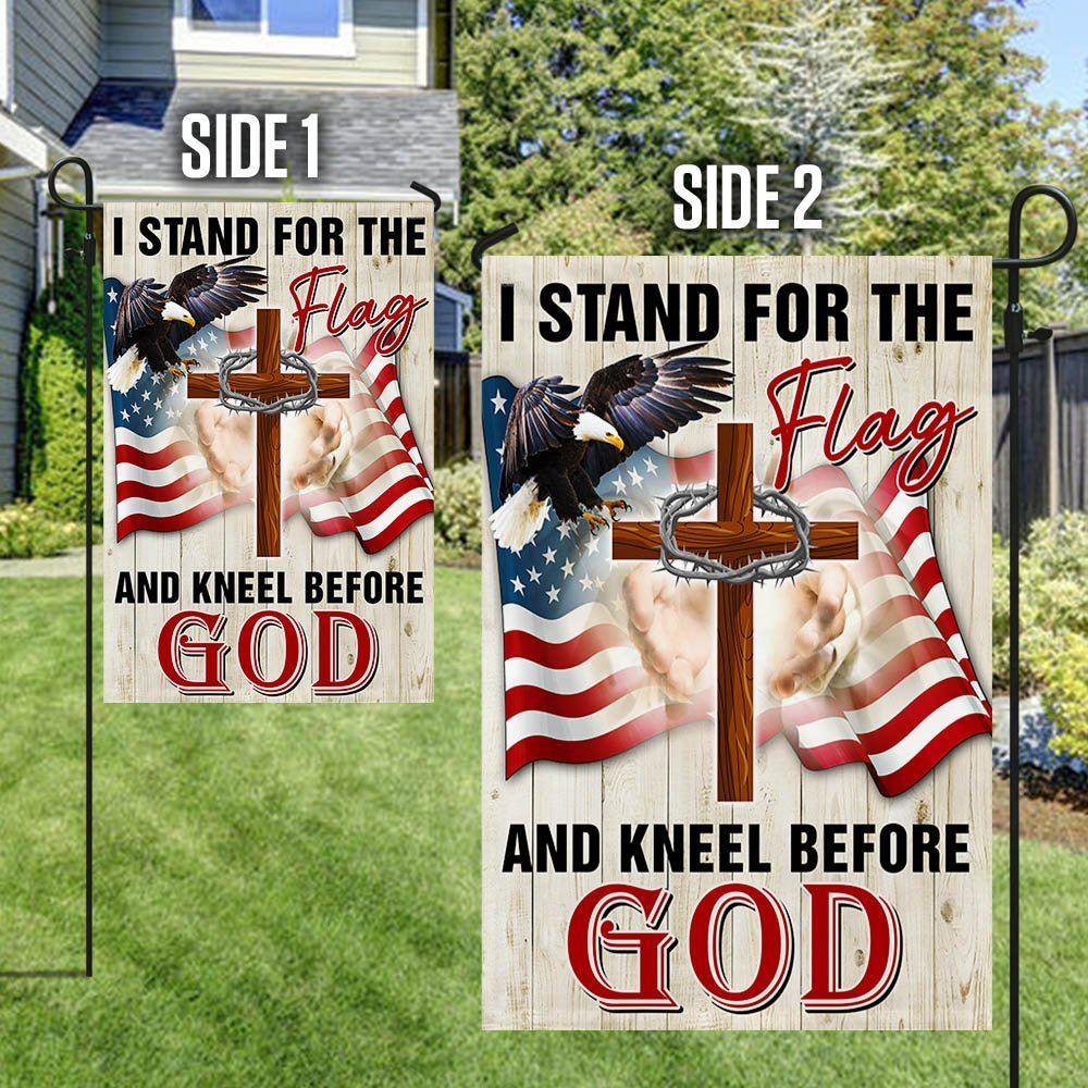 Jesus Christ American Flag I Stand For The Flag and Kneel Before God Flag – Christian Flag Outdoor Decoration