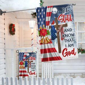 Jesus Christ Cross Christmas Flag  Be Still &amp Know That I Am God Flag – Christmas Flag Outdoor Decoration