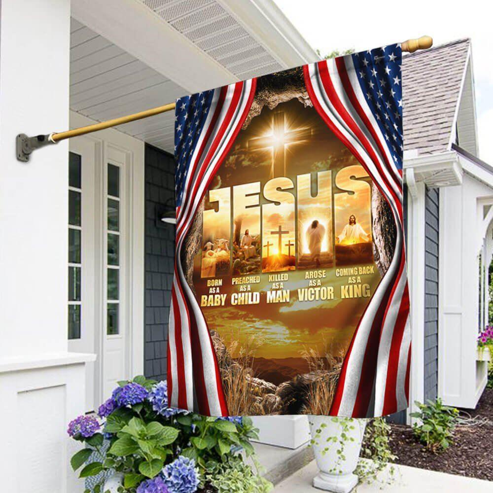 Jesus Flag Coming Back As A King – Christian Flag Outdoor Decoration