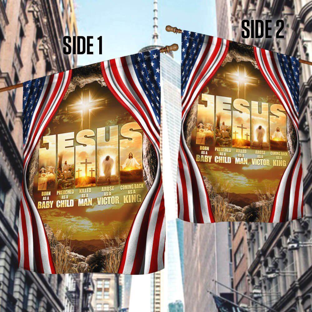 Jesus Flag Coming Back As A King – Christian Flag Outdoor Decoration