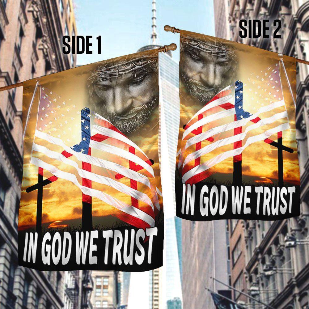 Jesus Flag In God We Trust – Christian Flag Outdoor Decoration