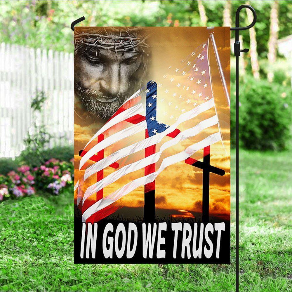 Jesus Flag In God We Trust – Christian Flag Outdoor Decoration