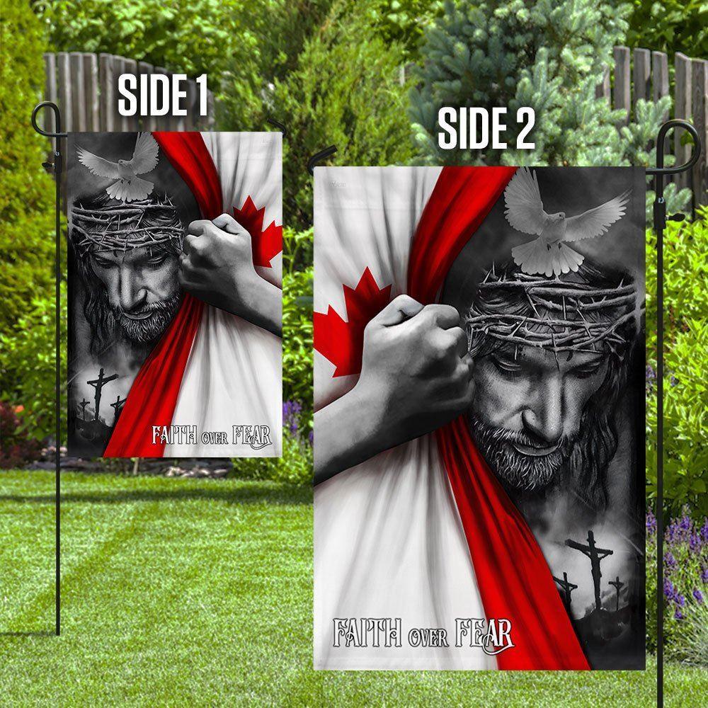Jesus Flag Jesus Faith Over Fear Canadian Flag – Christian Flag Outdoor Decoration