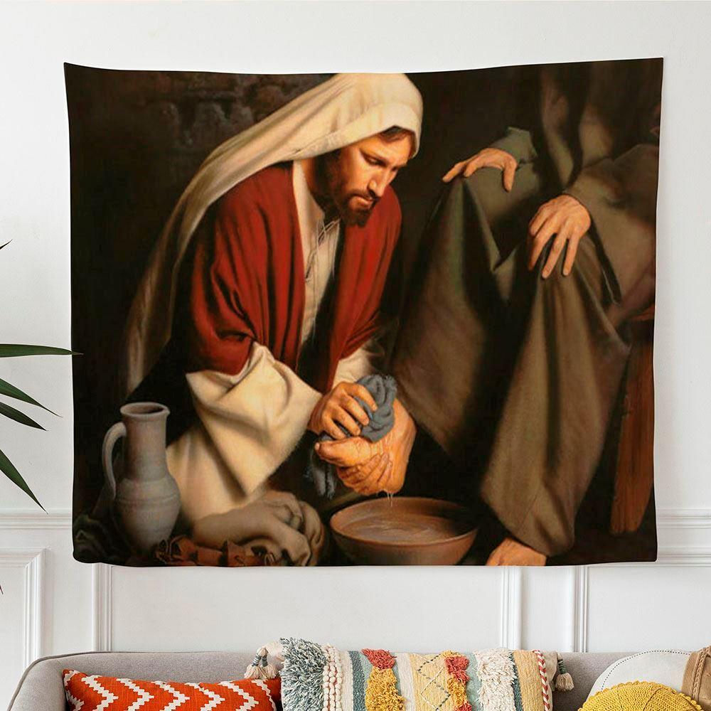 Jesus Heals Painting In Humility Tapestry Art – Tapestries Gifts For Christian Families