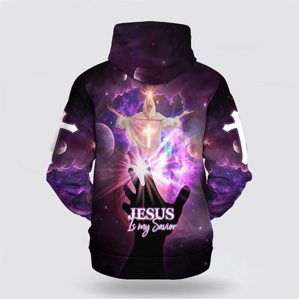 Jesus Is My Savior Purple Light  All Over Print Hoodie Shirt – Gifts For Jesus Lovers