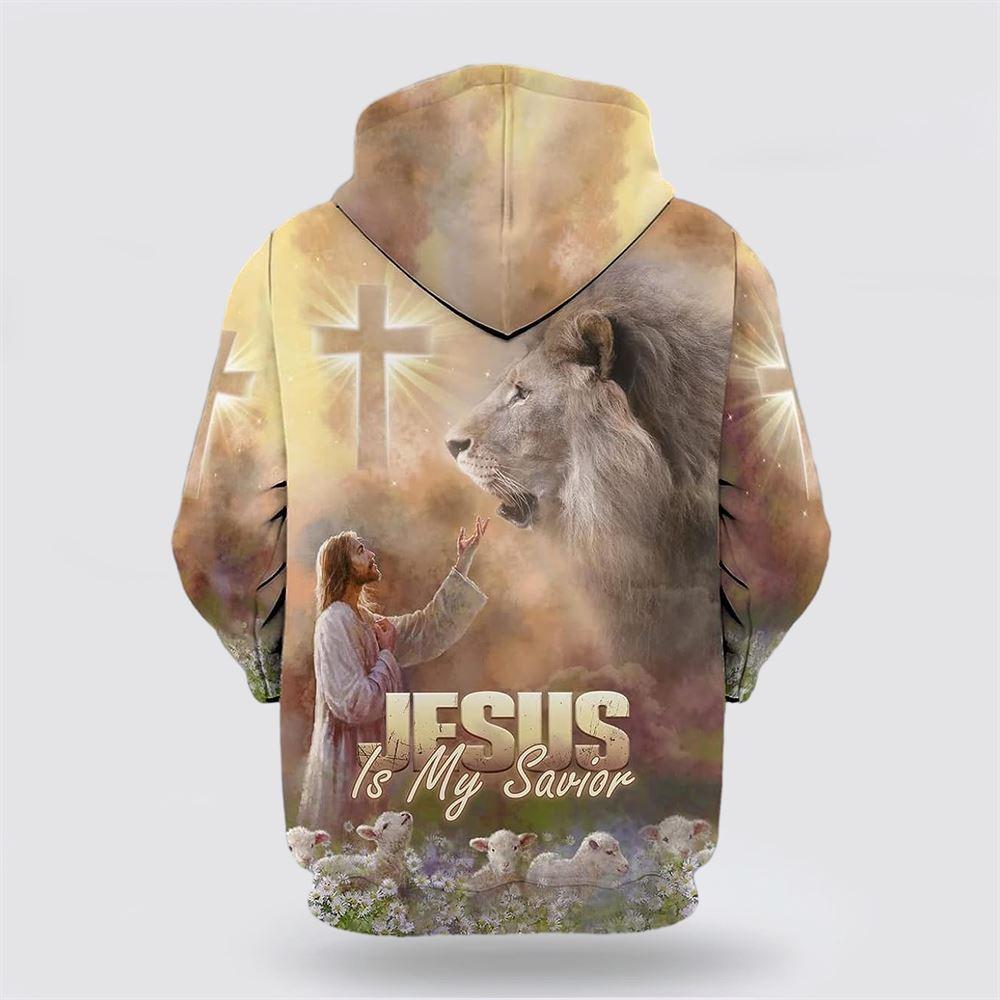 Jesus Lion Lamb Jesus Is My Savior All Over Print Hoodie Shirt – Christian Gift For Believers