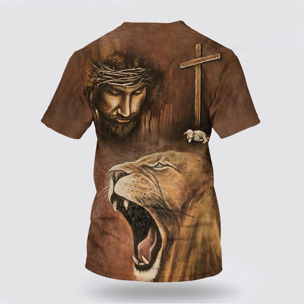 Jesus Lion With The Lamb All Over Print 3D T Shirt – Gifts For Christian Friends