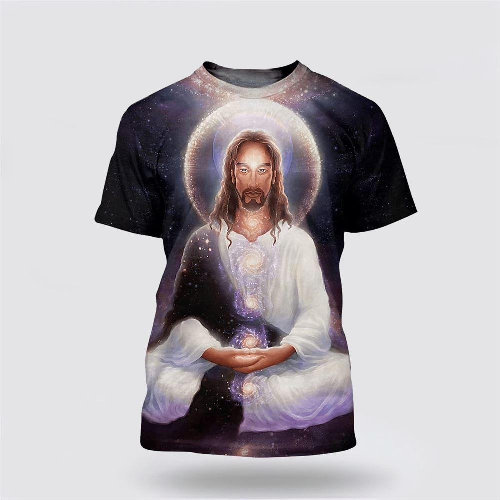 Jesus Menditation All Over Print 3D T Shirt – Gifts For Christian Friends