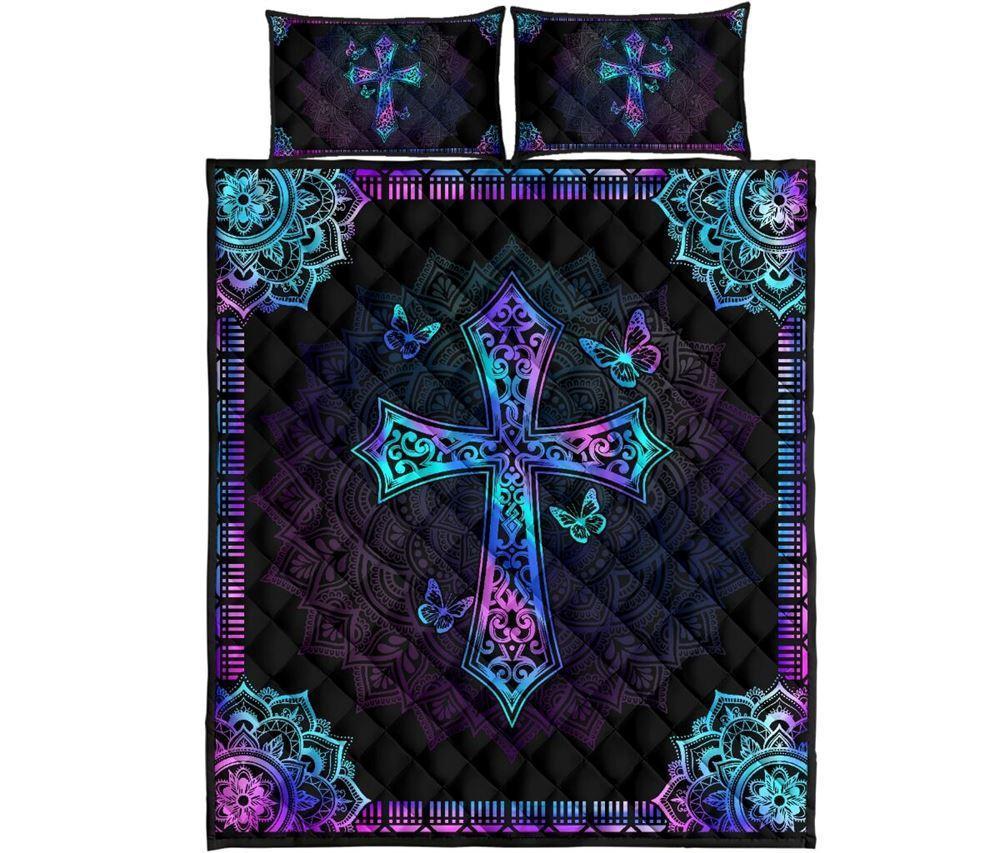 Jesus Quilt Bedding Set Cross Mandala – Christian Gift For Believers Jesus Quilt Bedding Set Cross Mandala – Christian Gift For Believers